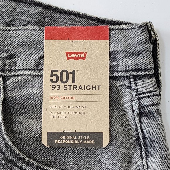 NWT Levi's Mens 501 93 Straight Jeans Mens Size 33x34 90s Distressed - Picture 6 of 6